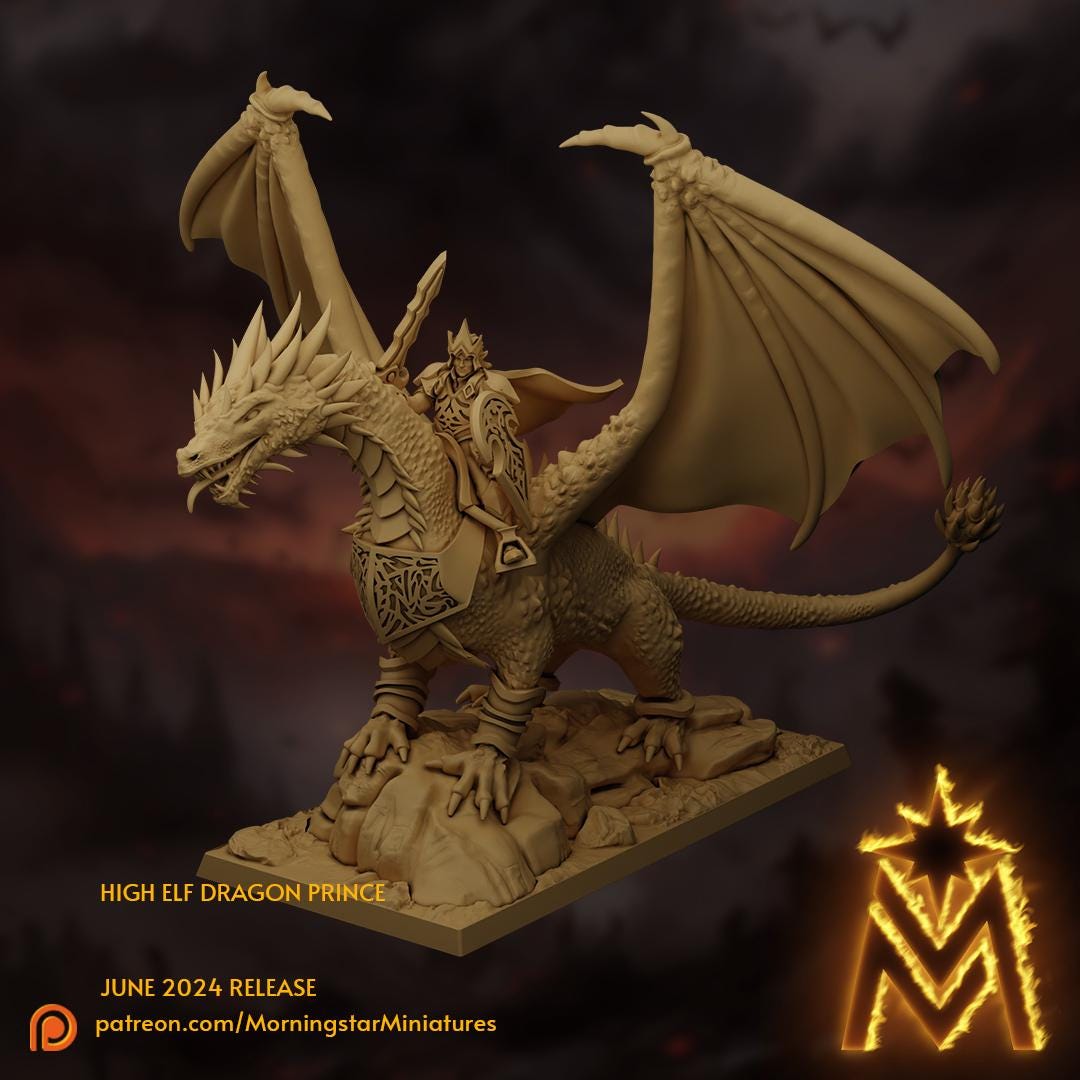 Morningstar Miniatures High Elf Prince on Dragon