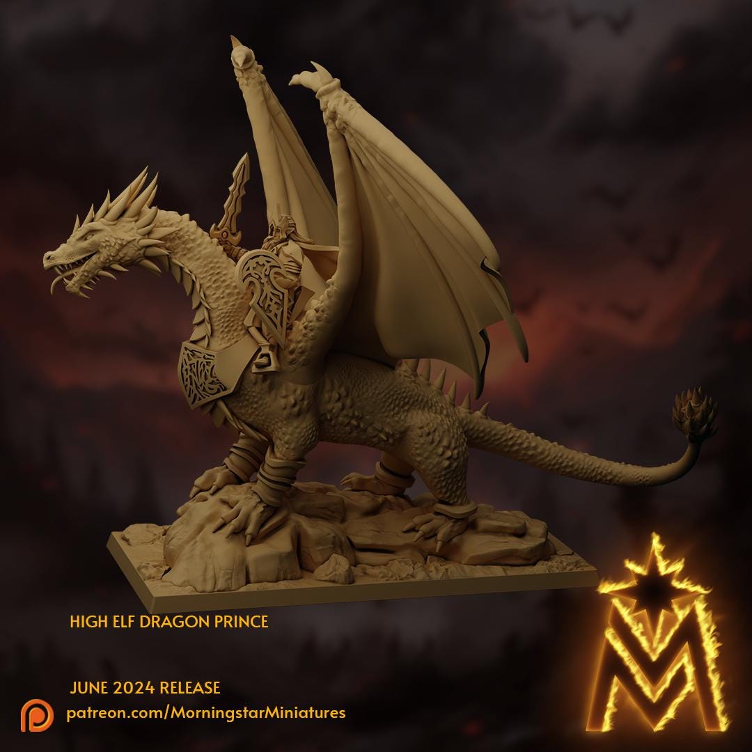 Morningstar Miniatures High Elf Prince on Dragon