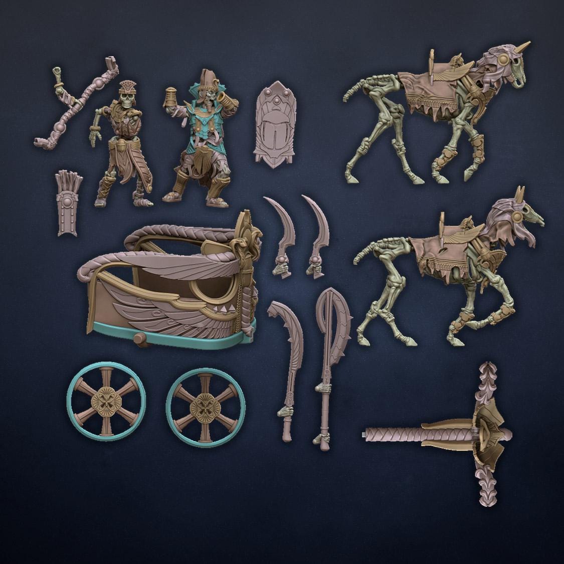 Pharaoh Chariot Figurine Includes Free Bases