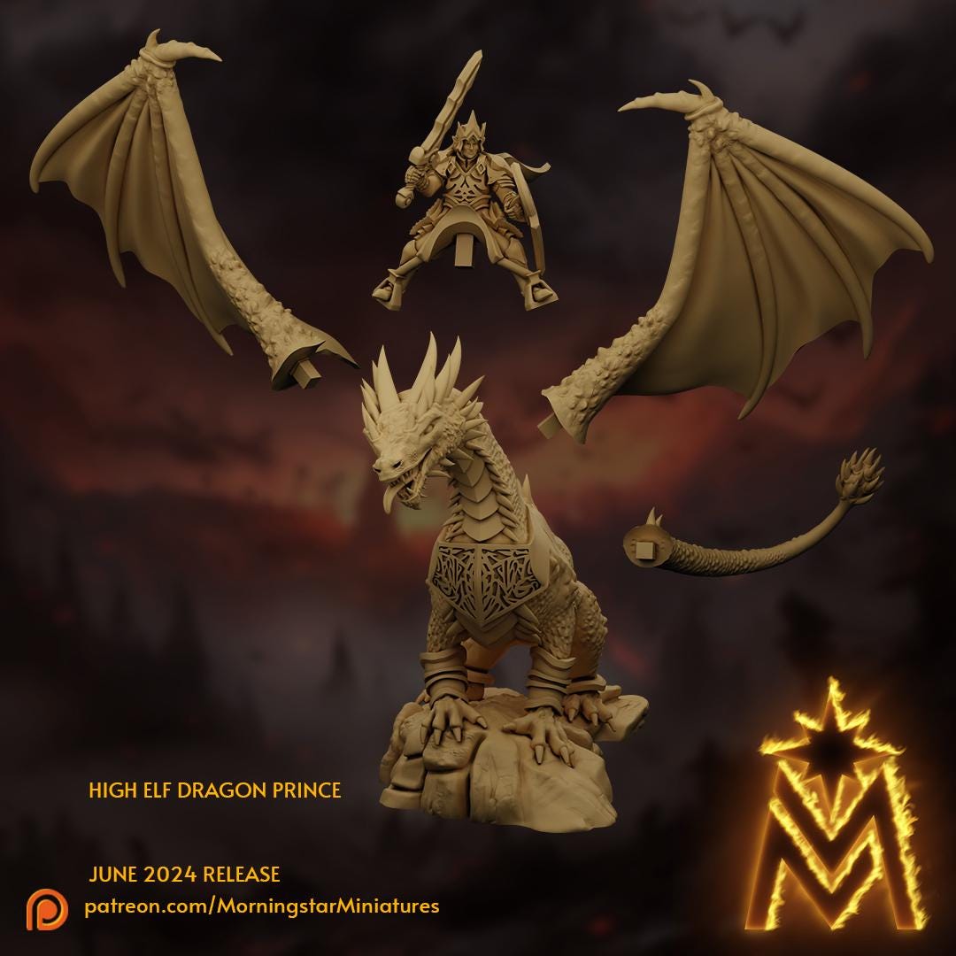 Morningstar Miniatures High Elf Prince on Dragon