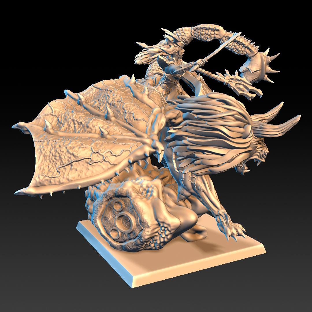 Dread Elves Sorceress on Manticore