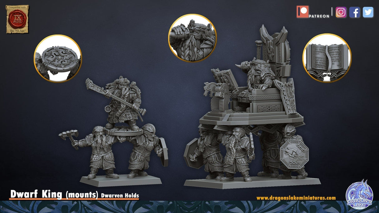 Miniature Dwarf King on War Throne