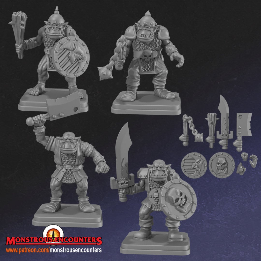 Classic Orcs set (x4) by Monstrous Encounters - BrodaForge