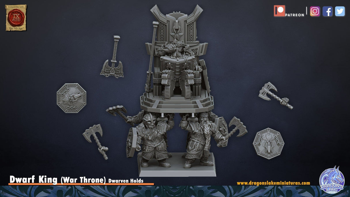 Miniature Dwarf King on War Throne