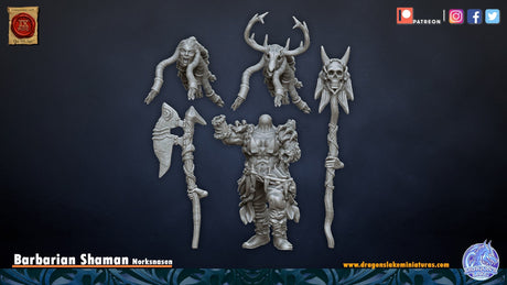 DragonsLake Miniatures Barbarian Shaman - BrodaForge