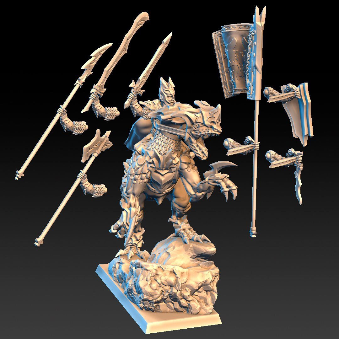 DragonsLake Miniatures Dread Elves Noble on Raptor - BrodaForge