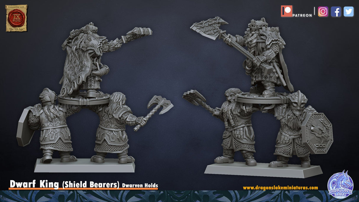 DragonsLake Miniatures Dwarf King and Shieldbearers - BrodaForge