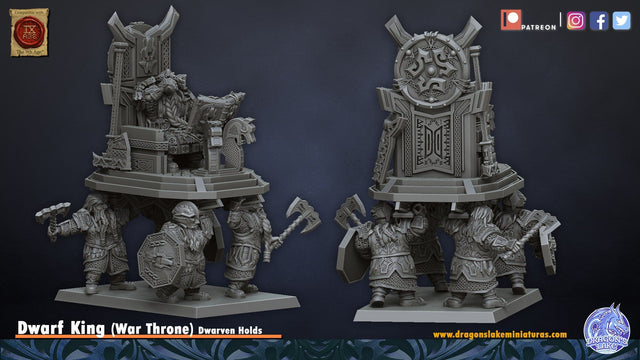 DragonsLake Miniatures Dwarf King on War Throne - BrodaForge