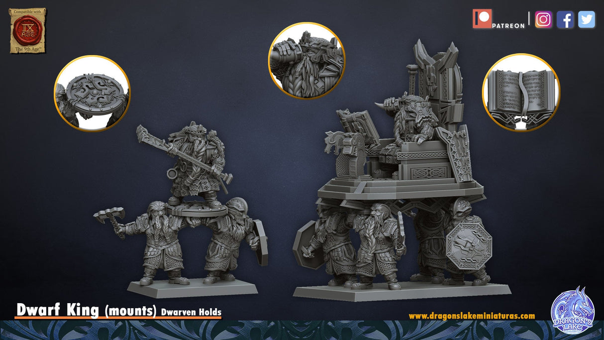 DragonsLake Miniatures Dwarf King on War Throne - BrodaForge