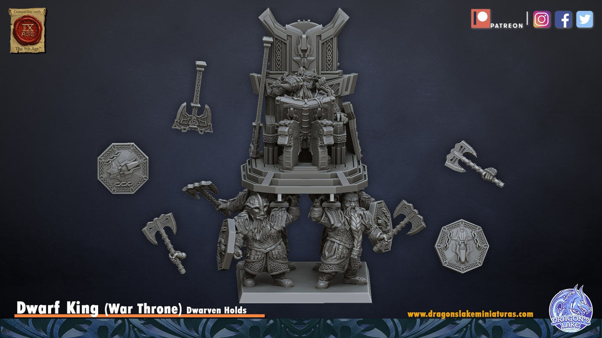 DragonsLake Miniatures Dwarf King on War Throne - BrodaForge