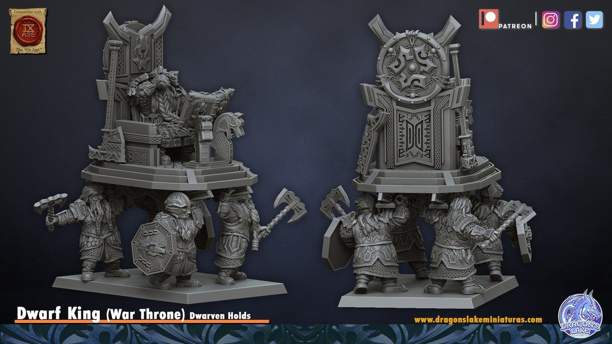 Miniature Dwarf King on War Throne