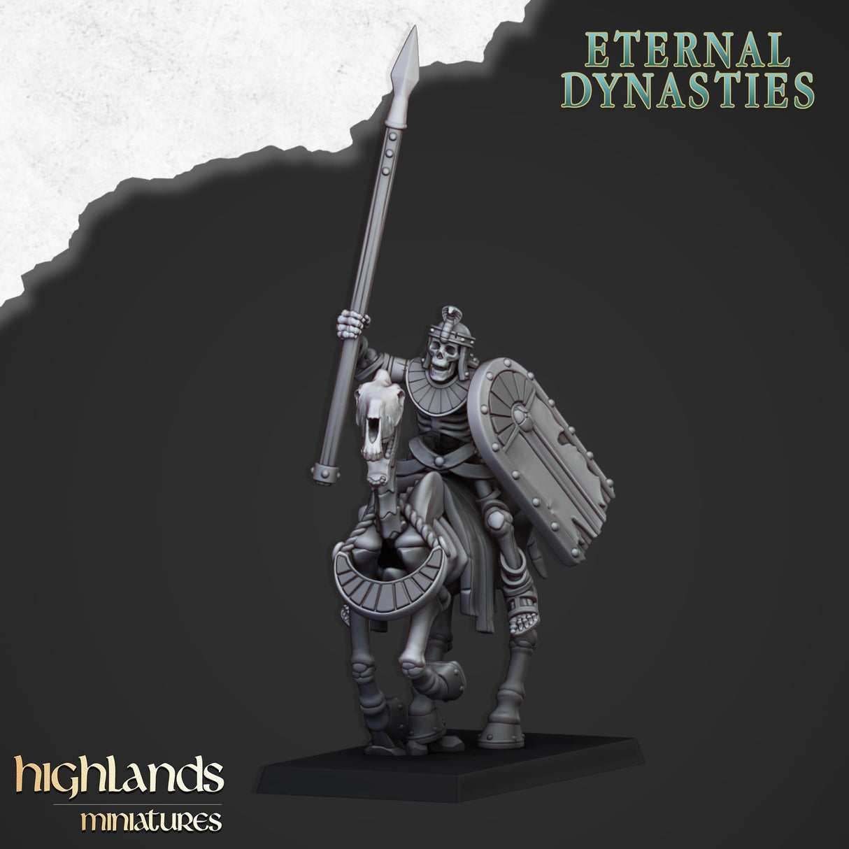Highlands Miniatures Ancient Skeletal Cavalry with spears - BrodaForge