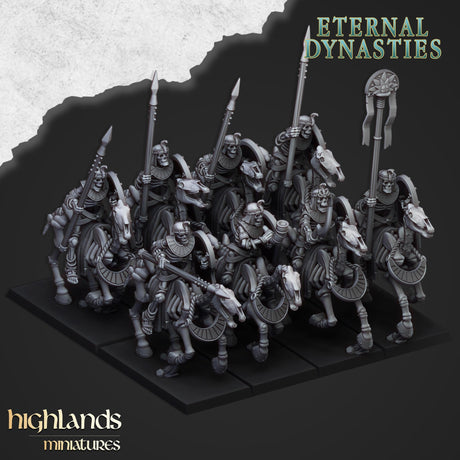 Highlands Miniatures Ancient Skeletal Cavalry with spears - BrodaForge