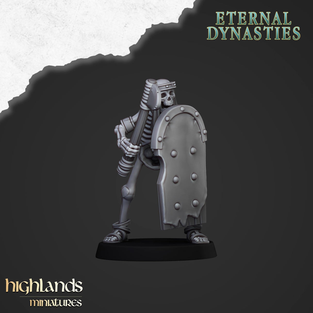 Highlands Miniatures Ancient Skeleton with melee weapon - BrodaForge