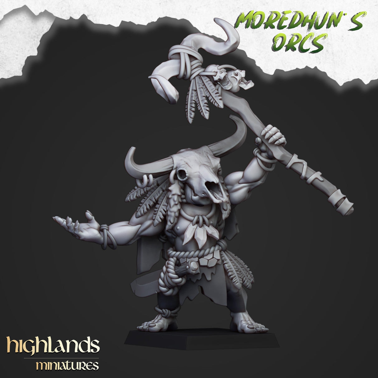 Highlands Miniatures Cave Orc Shaman - BrodaForge