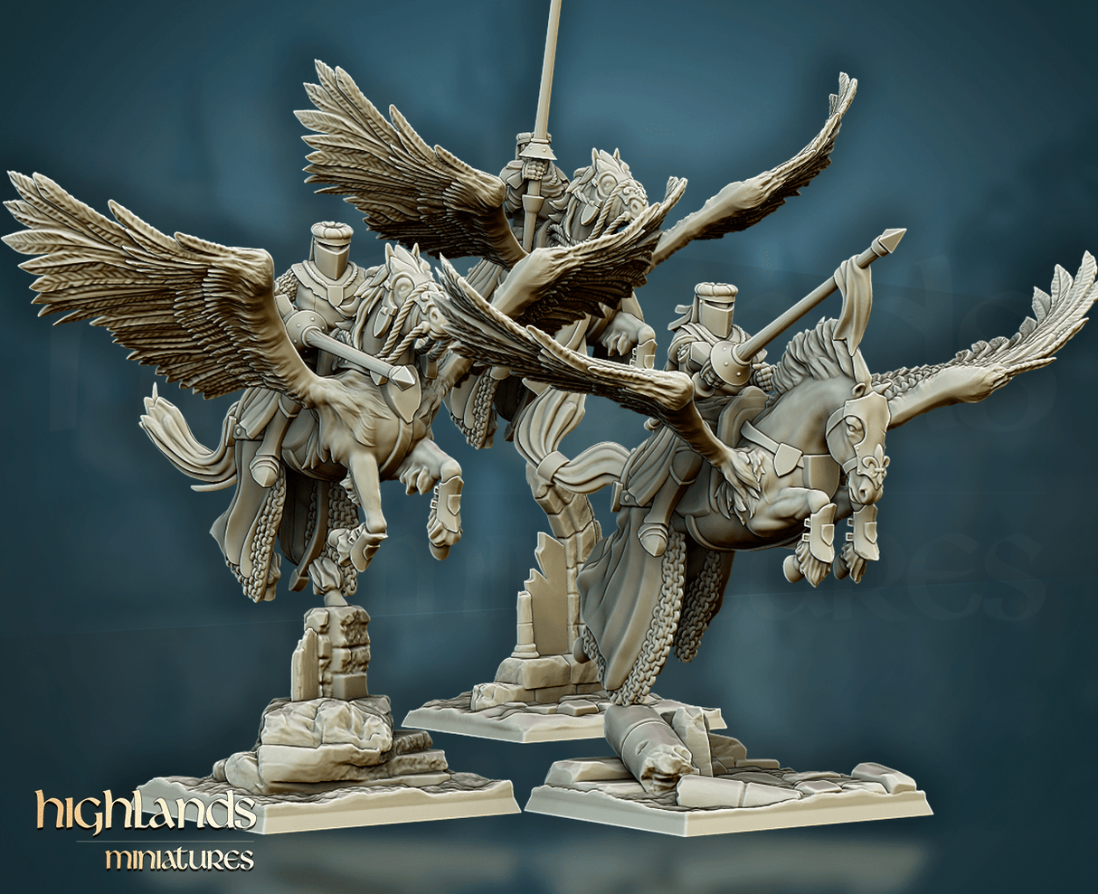 Highlands Miniatures Knights on Pegasus - BrodaForge