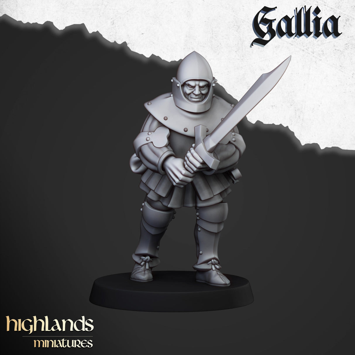 Highlands Miniatures Men at Arms of Gallia with Halberds and Shields - BrodaForge