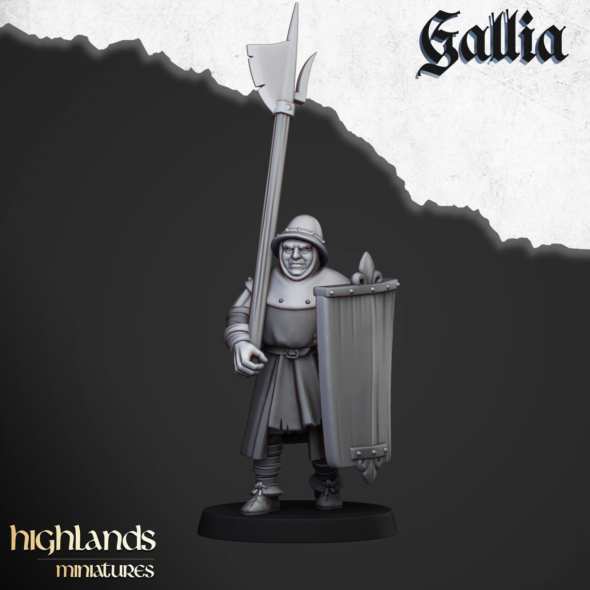 Highlands Miniatures Men at Arms of Gallia with Halberds and Shields - BrodaForge