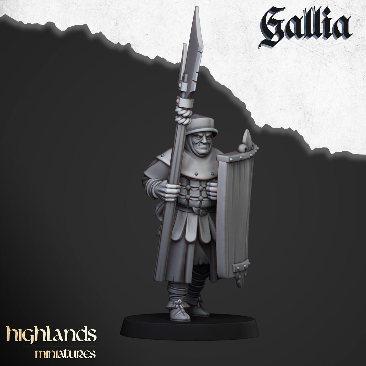 Highlands Miniatures Men at Arms of Gallia with Halberds and Shields - BrodaForge