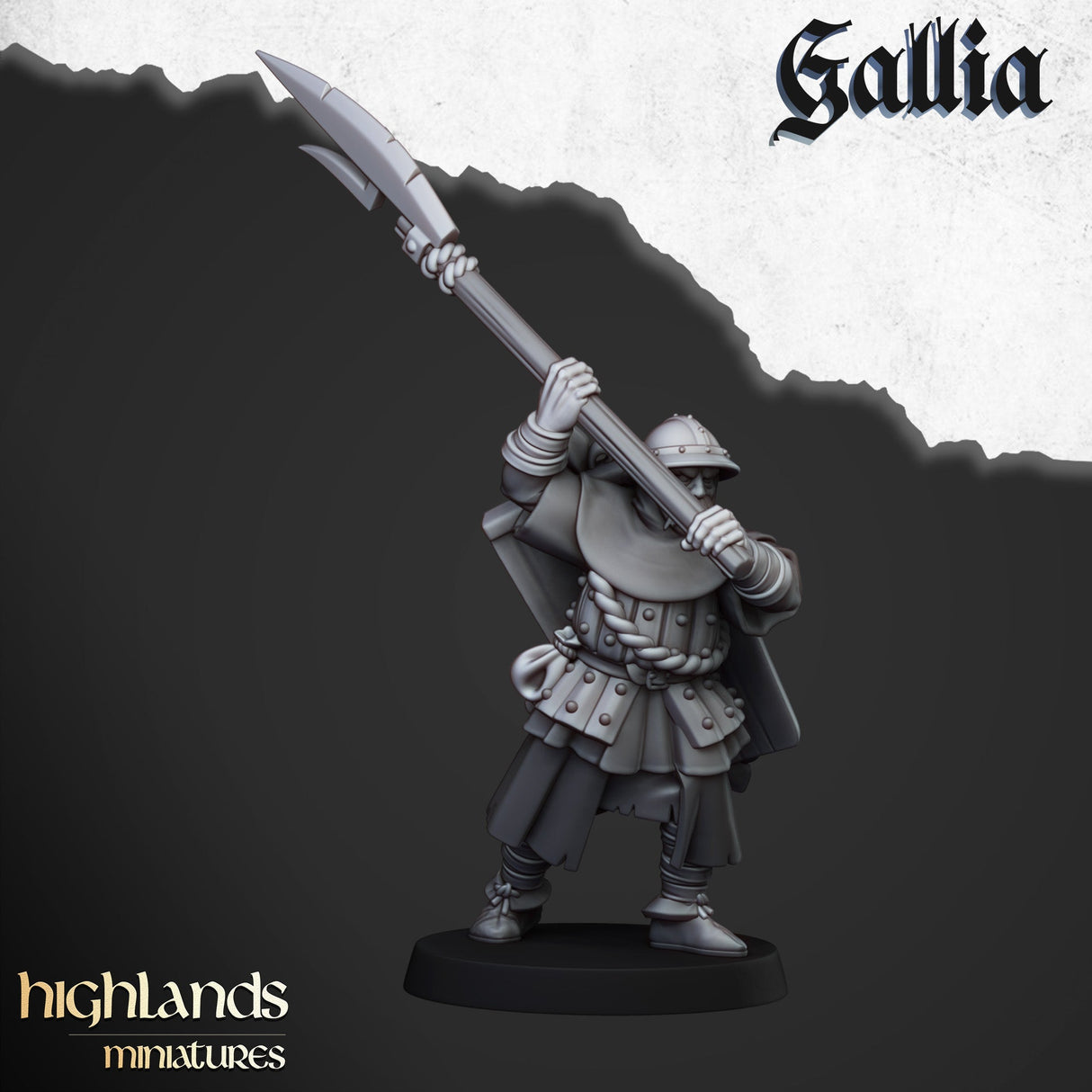 Highlands Miniatures Men at Arms of Gallia with Halberds and Shields - BrodaForge