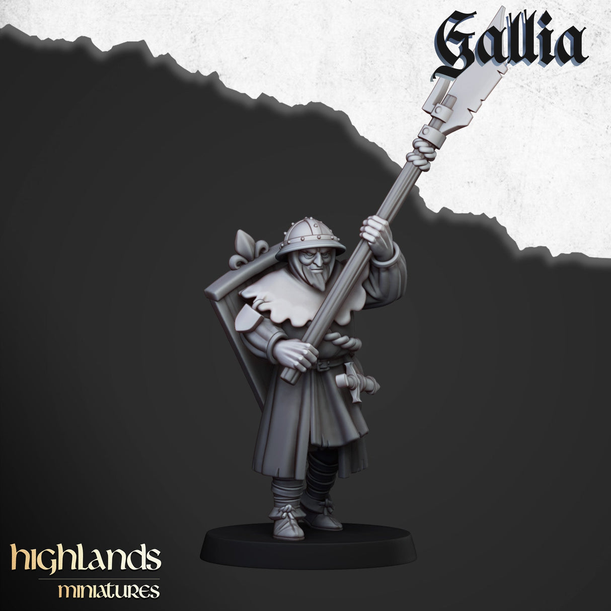 Highlands Miniatures Men at Arms of Gallia with Halberds and Shields - BrodaForge