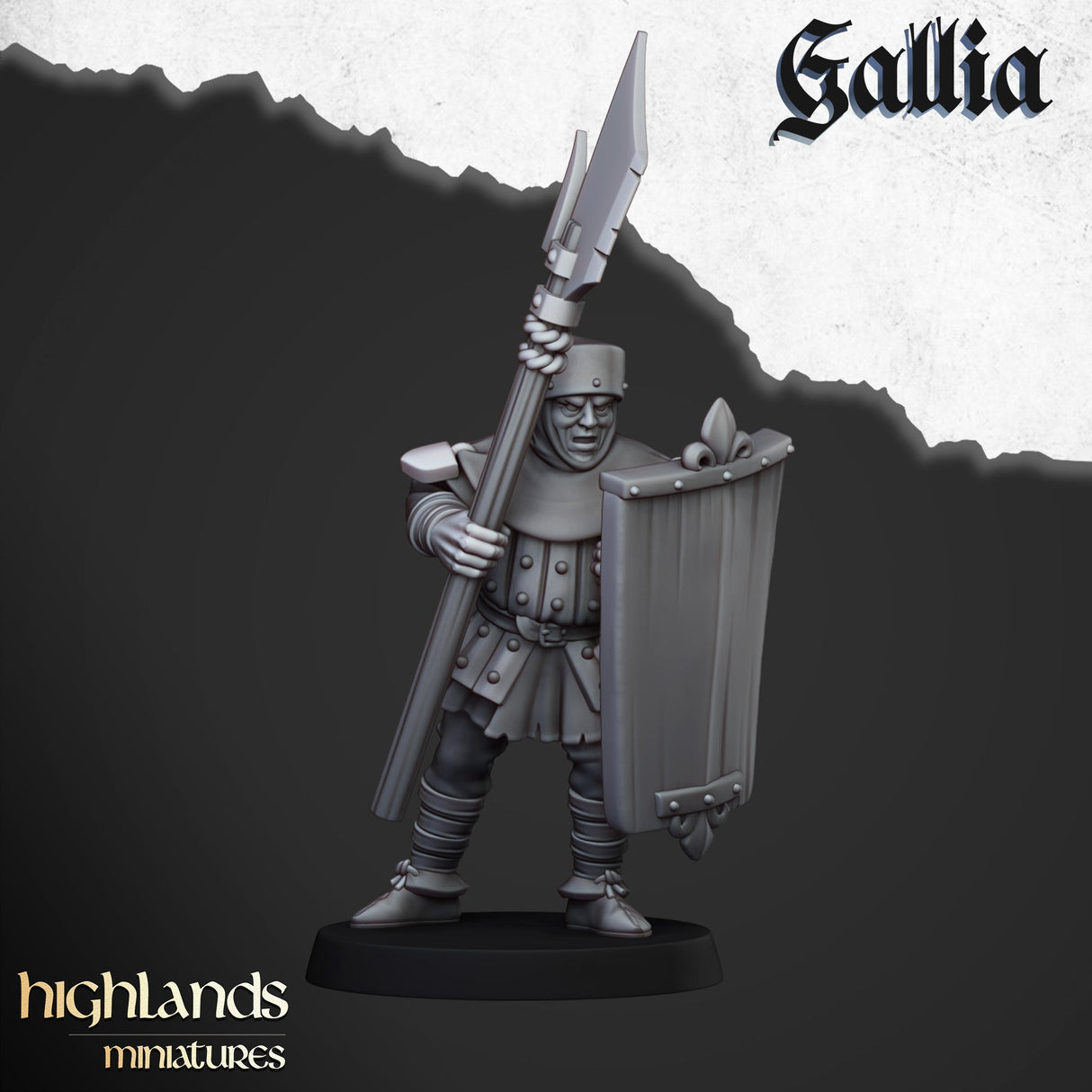 Highlands Miniatures Men at Arms of Gallia with Halberds and Shields - BrodaForge