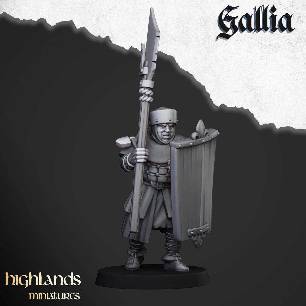 Highlands Miniatures Men at Arms of Gallia with Halberds and Shields - BrodaForge