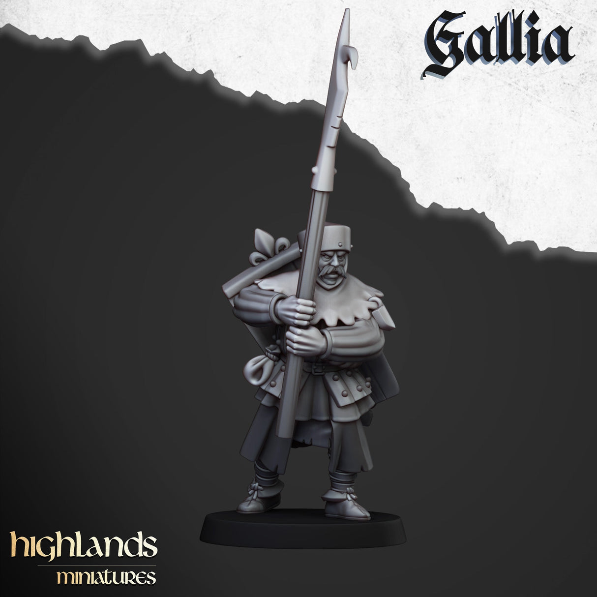 Highlands Miniatures Men at Arms of Gallia with Halberds and Shields - BrodaForge