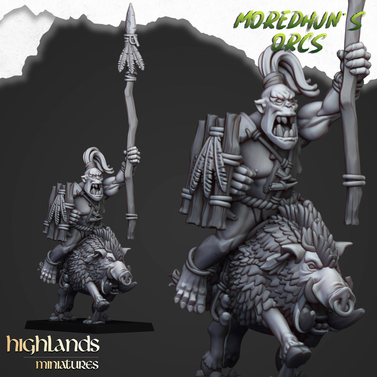 Highlands Miniatures Mounted Cave Orcs - BrodaForge