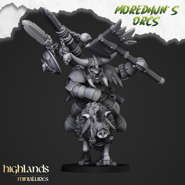 Highlands Miniatures Mounted Orc Chief - BrodaForge