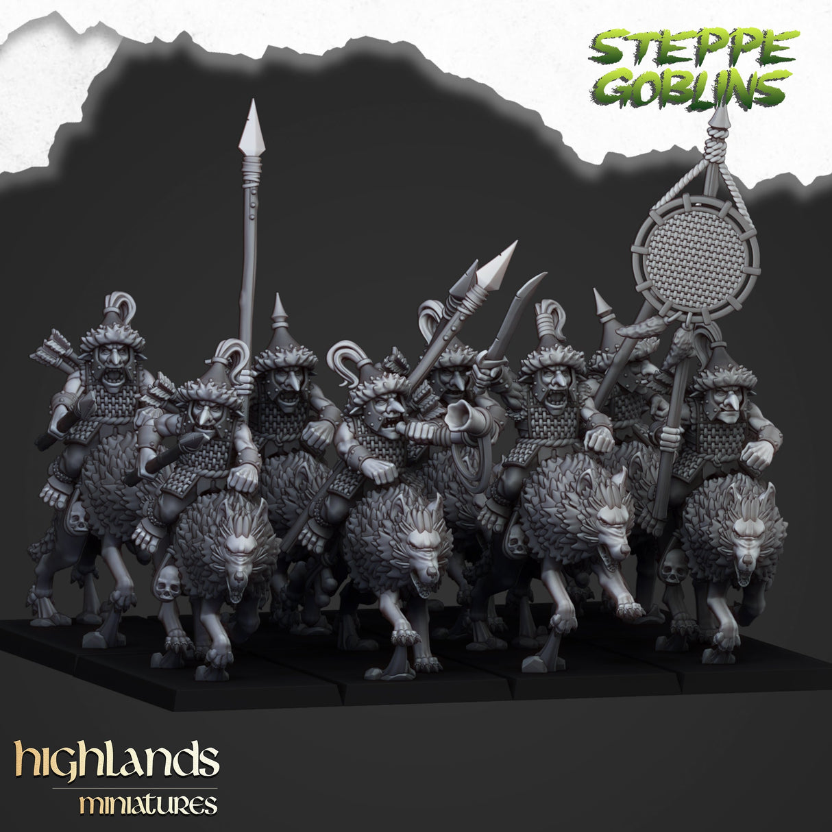 Highlands Miniatures Mounted Steppe Goblins - BrodaForge