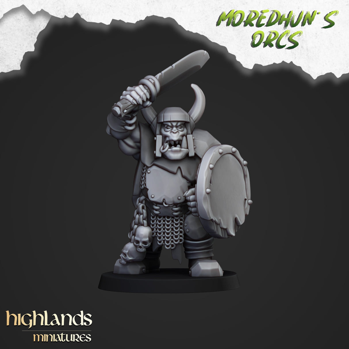 Highlands Miniatures Orc Warriors with hand weapon and shield - BrodaForge