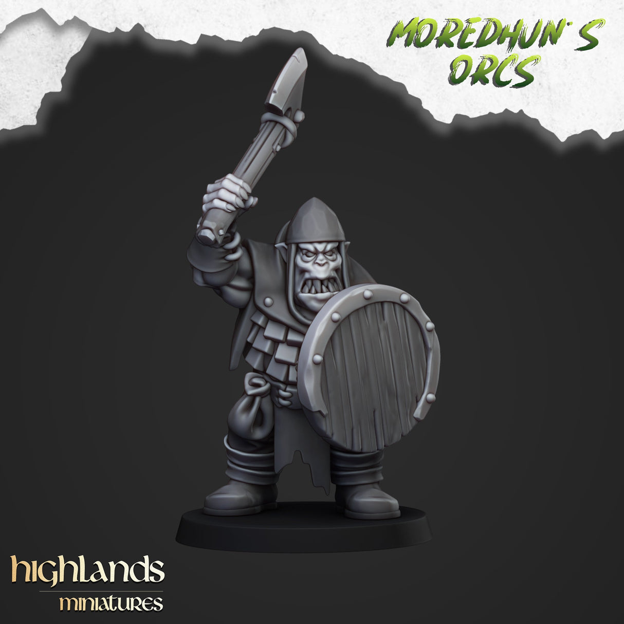 Highlands Miniatures Orc Warriors with hand weapon and shield - BrodaForge