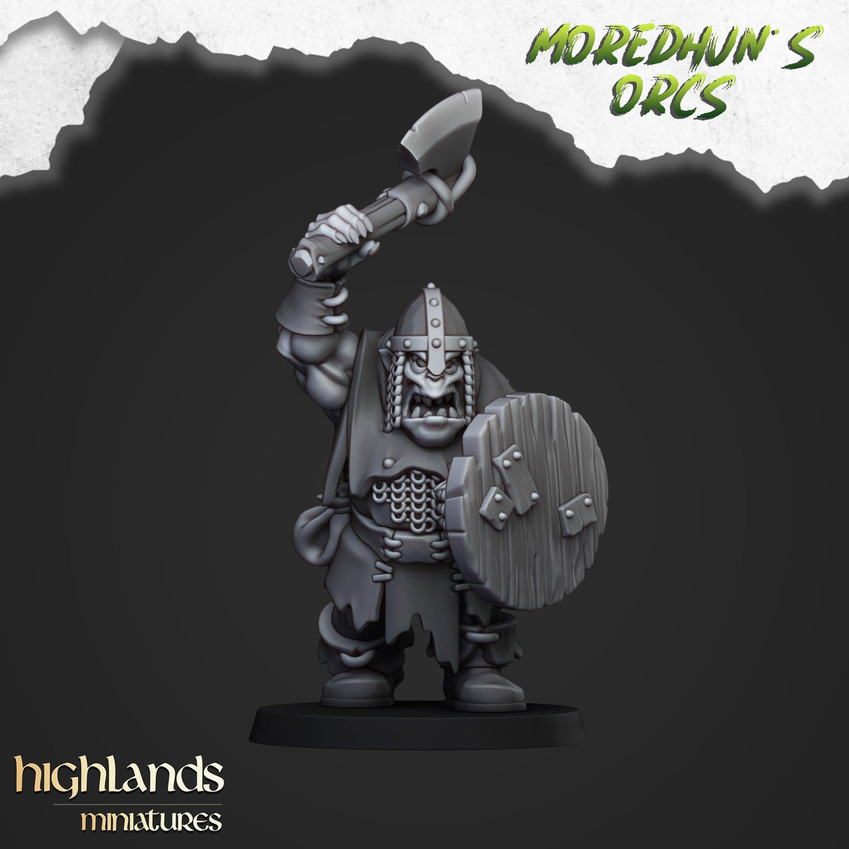 Highlands Miniatures Orc Warriors with hand weapon and shield - BrodaForge