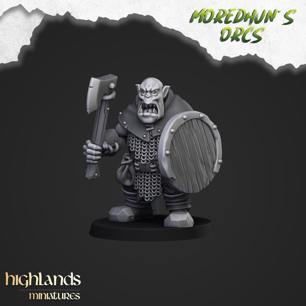 Highlands Miniatures Orc Warriors with hand weapon and shield - BrodaForge