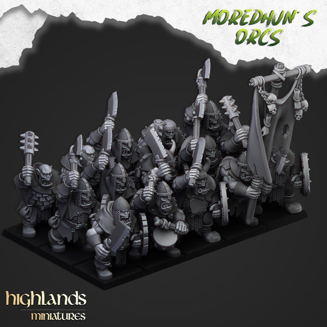 Highlands Miniatures Orc Warriors with hand weapon and shield - BrodaForge