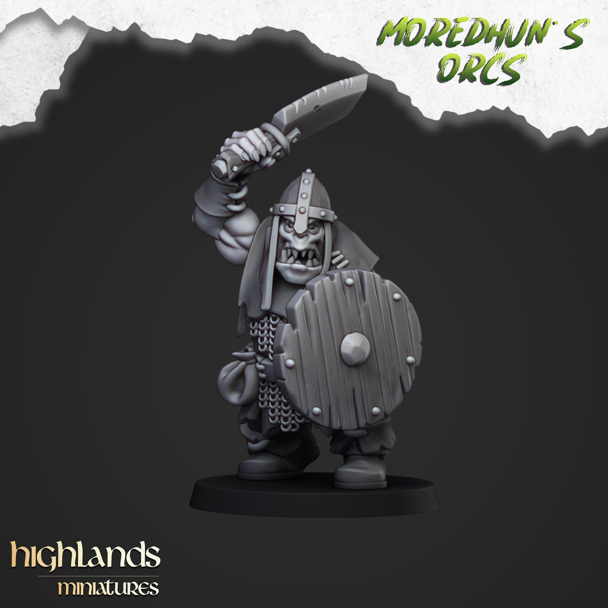 Highlands Miniatures Orc Warriors with hand weapon and shield - BrodaForge