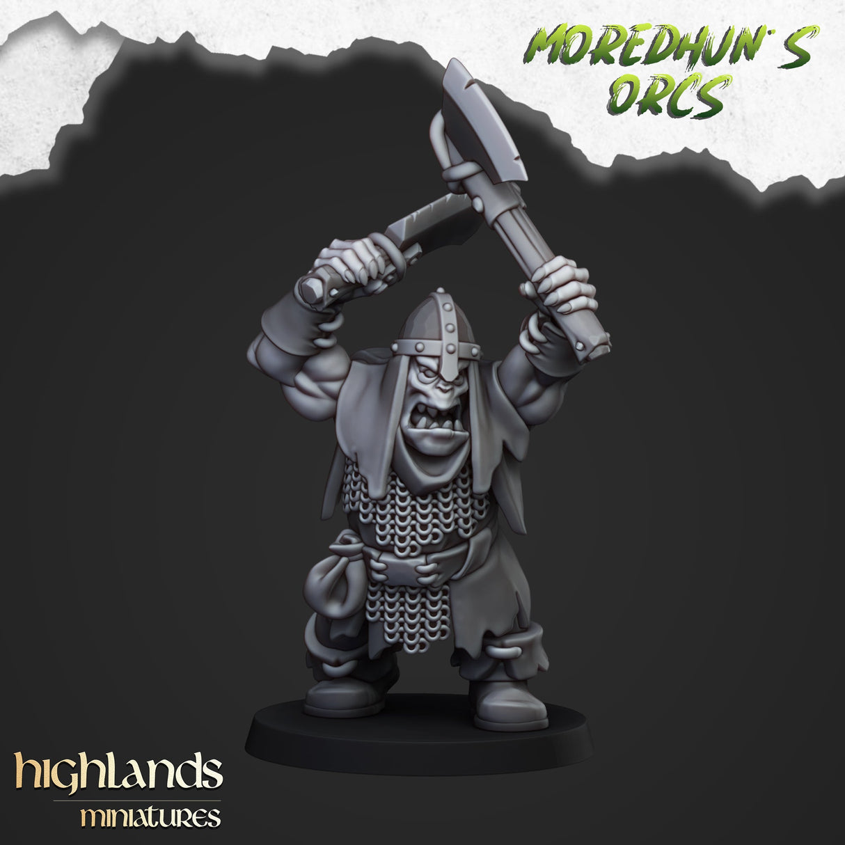 Highlands Miniatures Orc Warriors with two hand weapons - BrodaForge