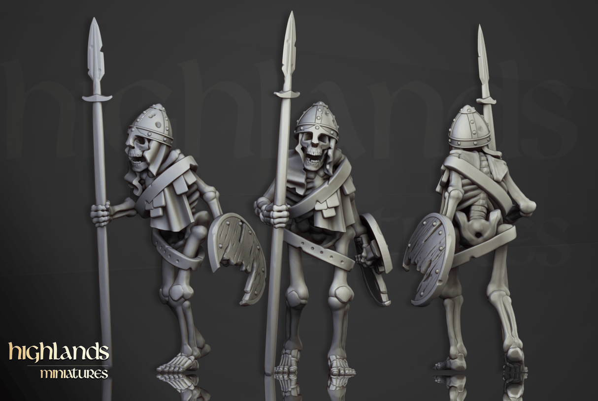 Highlands Miniatures Skeletons with spears - BrodaForge