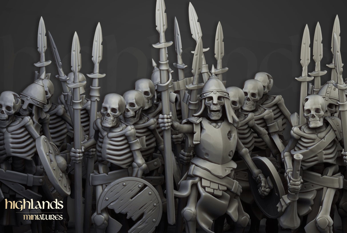 Highlands Miniatures Skeletons with spears - BrodaForge