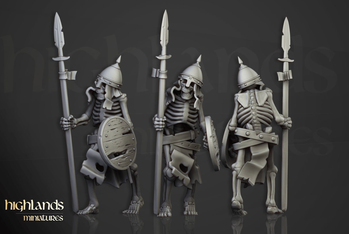 Highlands Miniatures Skeletons with spears - BrodaForge