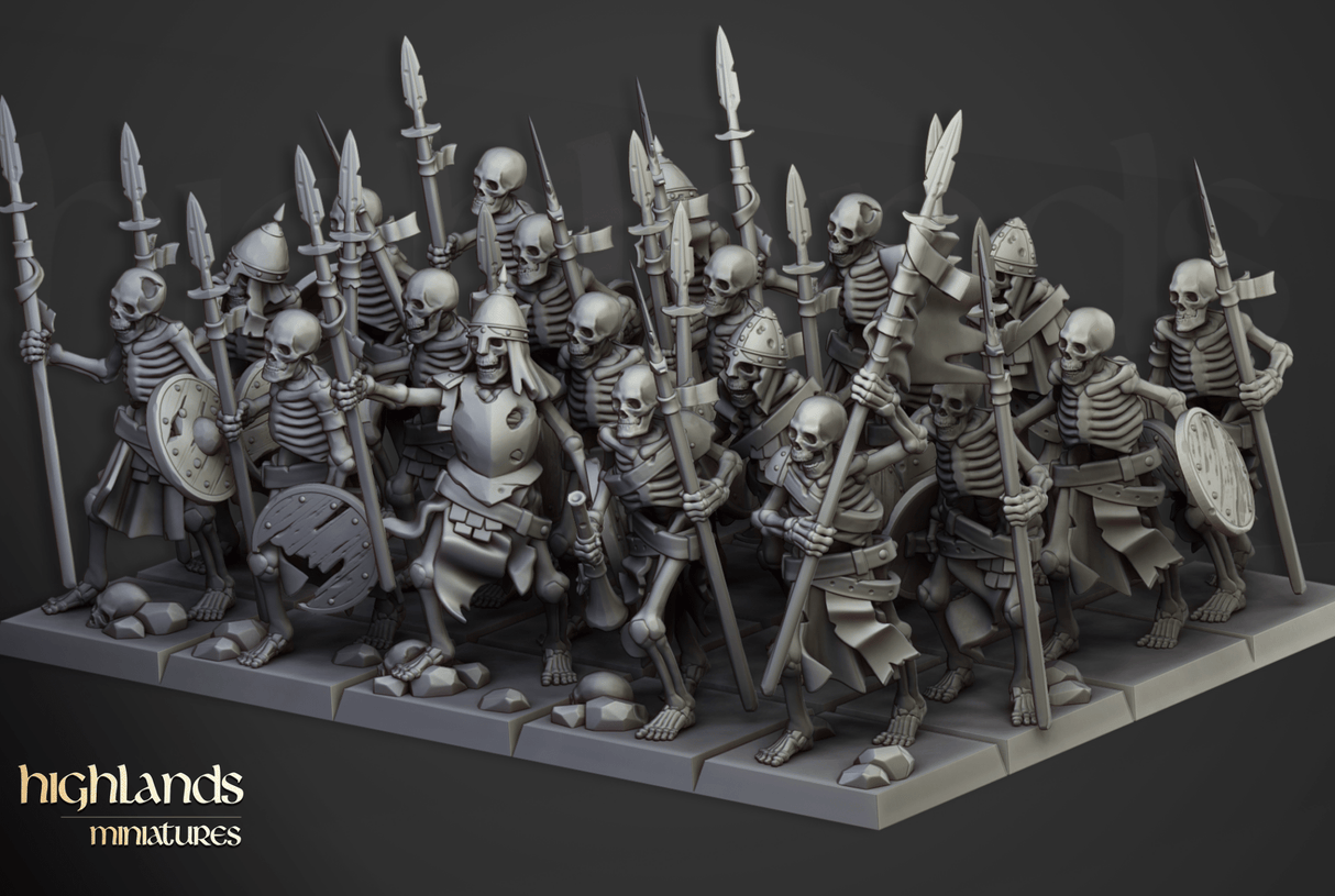 Highlands Miniatures Skeletons with spears - BrodaForge