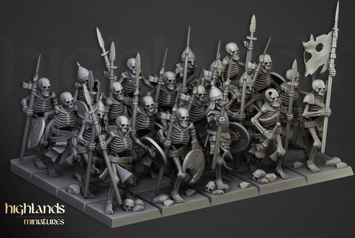 Highlands Miniatures Skeletons with spears - BrodaForge