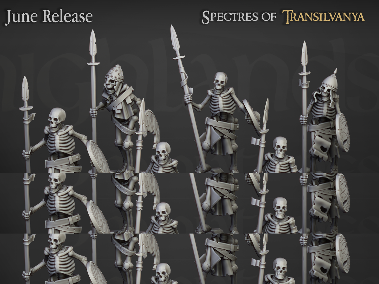 Highlands Miniatures Skeletons with spears - BrodaForge