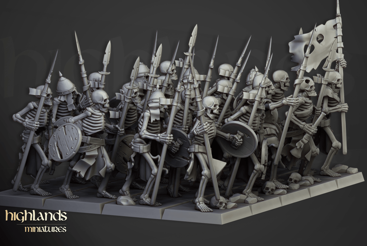 Highlands Miniatures Skeletons with spears - BrodaForge