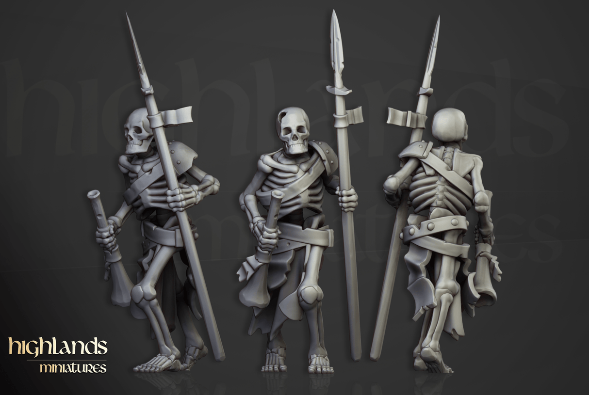 Highlands Miniatures Skeletons with spears - BrodaForge