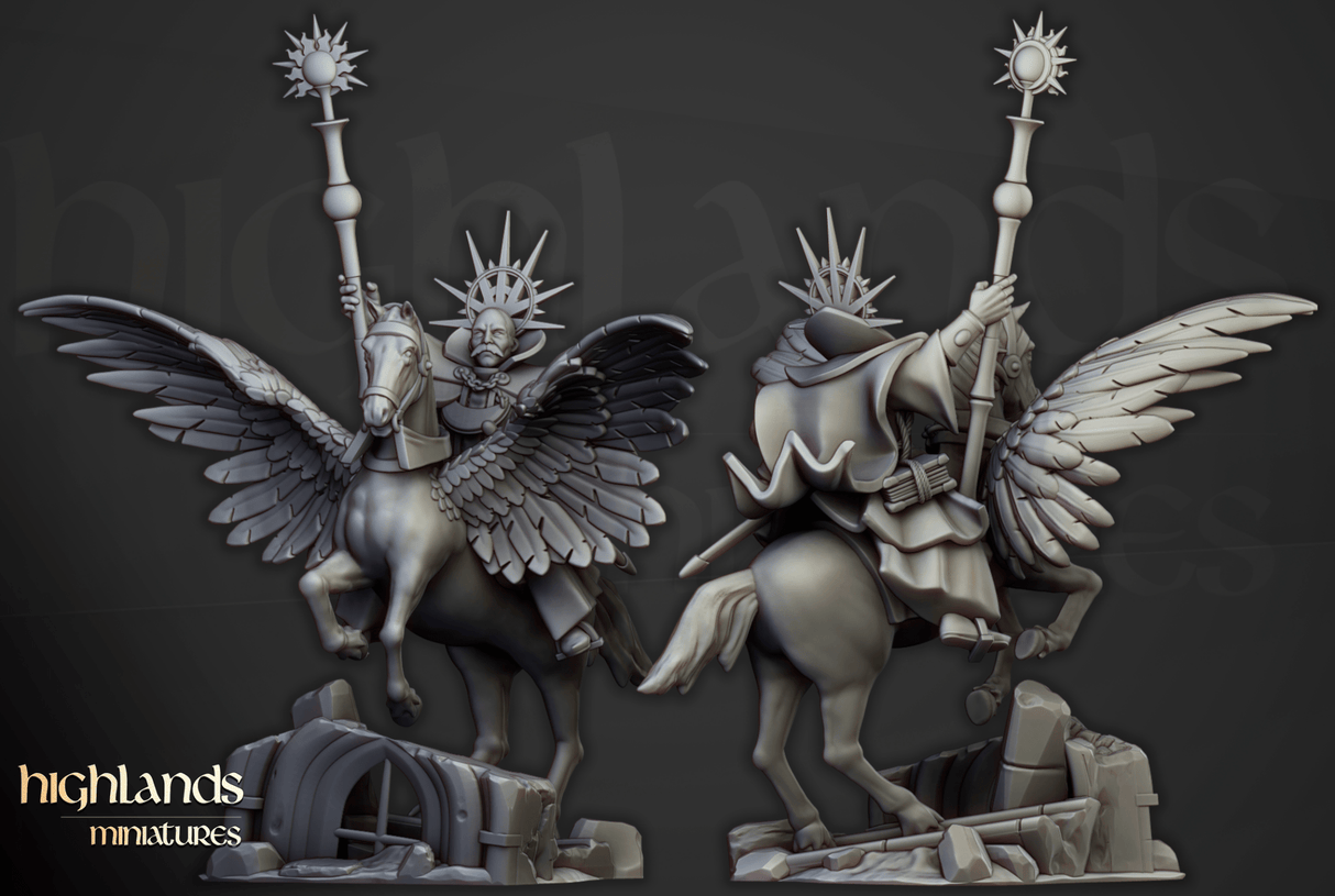 Highlands Miniatures Sunland High Wizard on Pegasus - BrodaForge