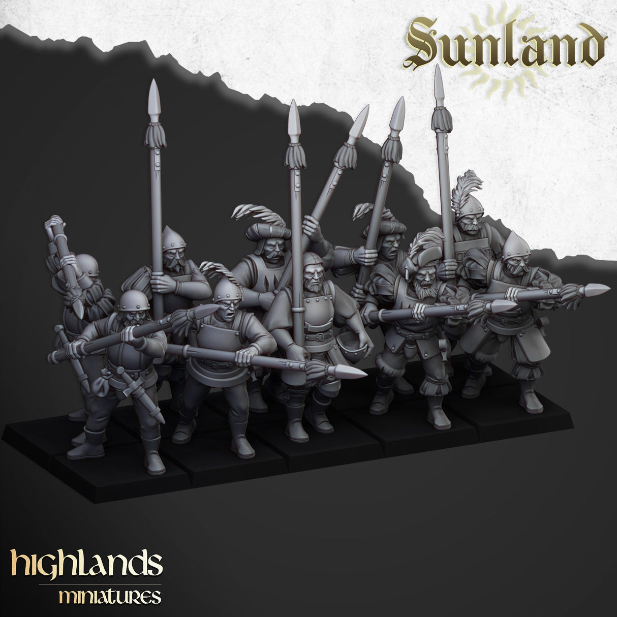 Highlands Miniatures Sunland Imperial Troops with spears - BrodaForge