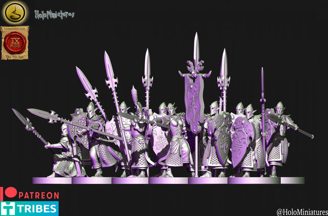 Holo Miniatures Dark Elf spearman unit - BrodaForge