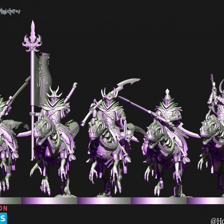 Holo Miniatures Dark Elves raptor riders with great weapons - BrodaForge